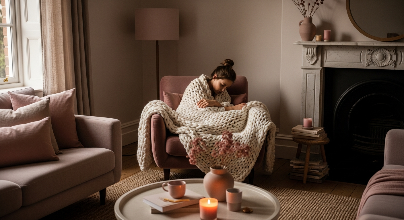 blog29-header-v2 Woman curled up in an armchair wrapped in a blanket — heartbreak changing personality