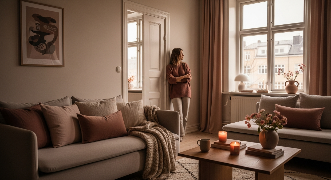 Woman standing by a doorway looking out a window — do avoidants come back after a breakup